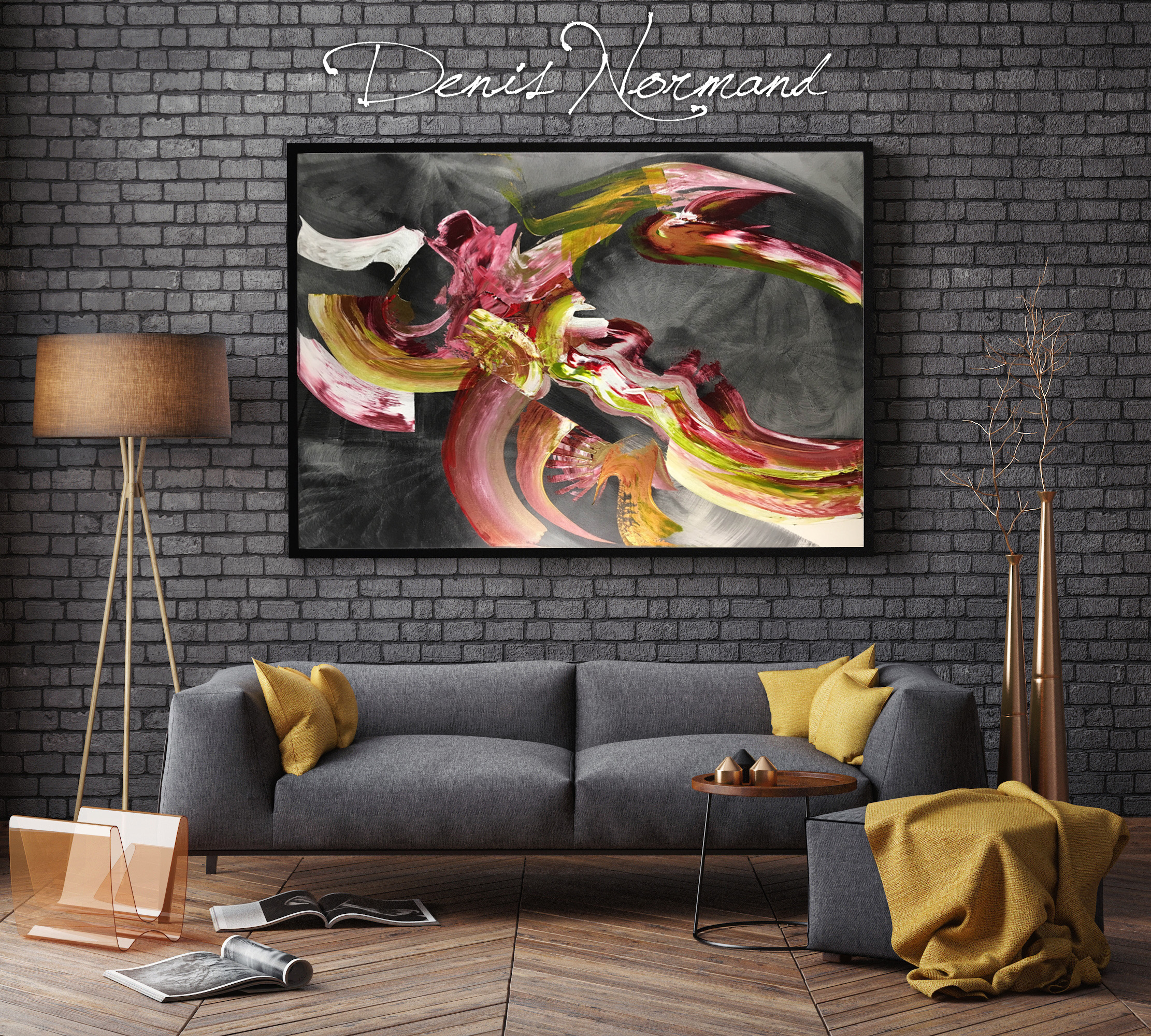 mock up poster with vintage hipster loft interior background, 3D